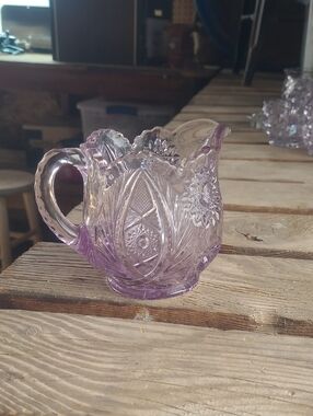 L.E. Smith Lavender Pressed Glass Creamer Pitcher